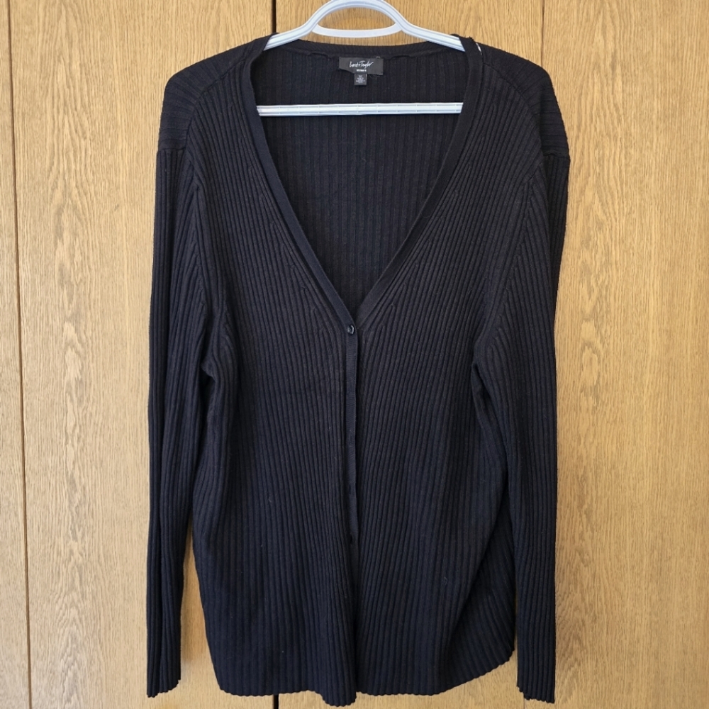 Lord & Taylor Black Ribbed Women's Sweater, 3X